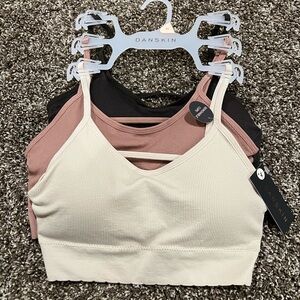 NWT Danskin Ribbed Bralette Trio - Beige, Brown, Dark Brown